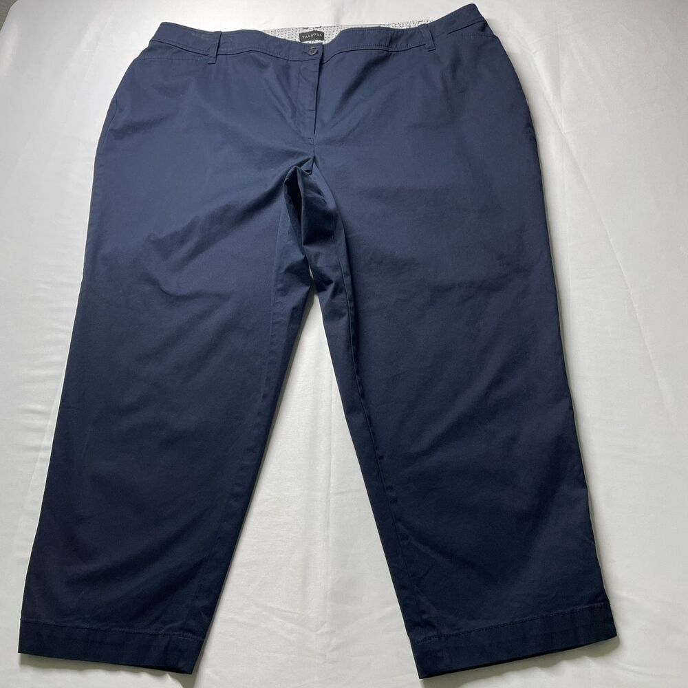 Talbots Perfect Crop Pant Navy Cropped Pants Cotton Blend Women Size 24W-(dmp)